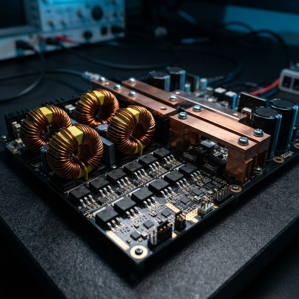 High-current multiphase power electronics assembly